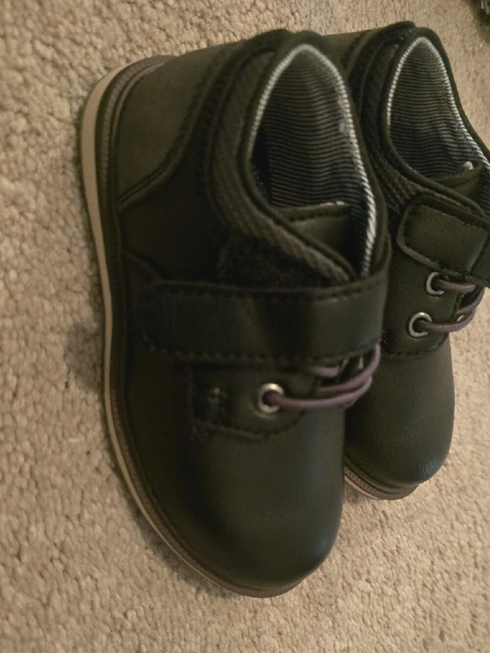 Jumping Beans Black/Grey  Boys' Dress Shoes with Hook-and-Loop Strap